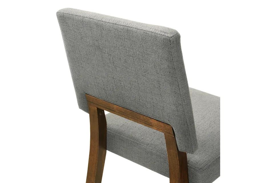 Channell Wood Dining Chair in Walnut Finish with Charcoal Fabric - Set of 2