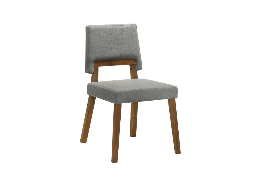 Channell Wood Dining Chair in Walnut Finish with Charcoal Fabric - Set of 2