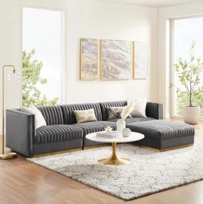 Sanguine Channel Tufted Performance Velvet 4-Piece Sectional 