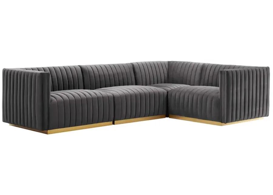 Conjure Channel Tufted Performance Velvet 4-Piece Sectional