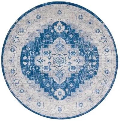 Brentwood 851 Navy / Grey 6'-7" X 6'-7" Round Round Powerloomed Rug