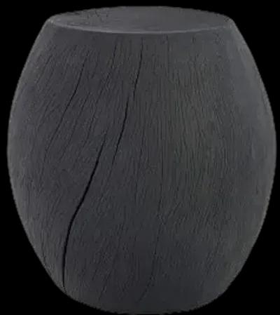 drum stool, resin, charred