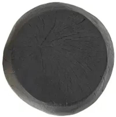 drum stool, resin, charred