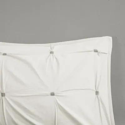 INK+IVY Masie White 3 Piece Elastic Embroidered Cotton Comforter Set