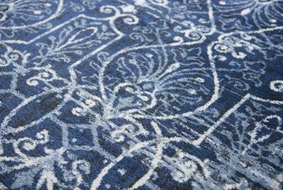 Panache Blue/Ivory Scroll Work Polypropylene 2'3" x 7'7" Runner Rug