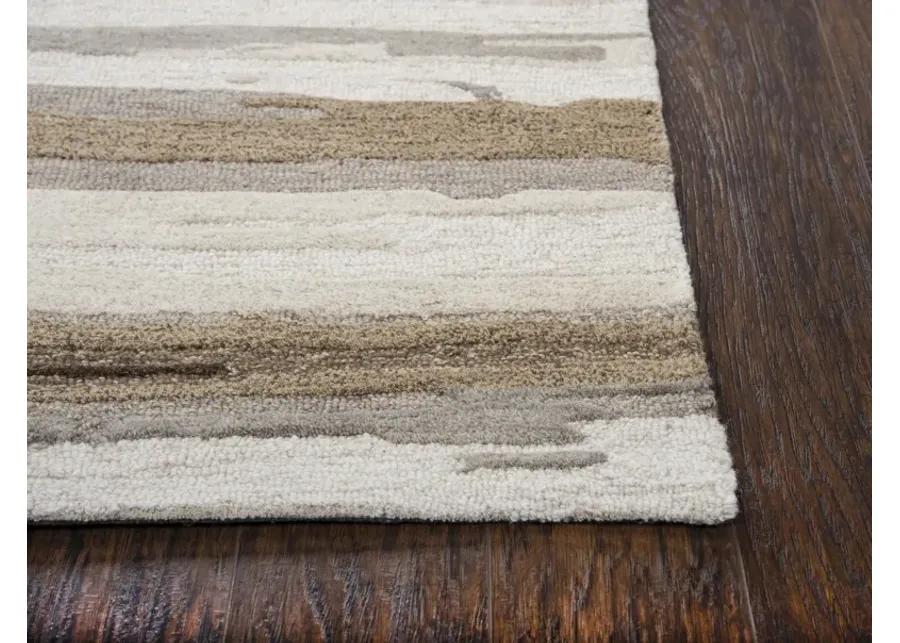 Vogue Beige Abstract Wool 8' x 10' Rectangle Rug