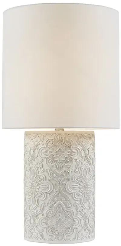 Hampton Hill Ashbourne Ivory Embossed Floral Resin Table Lamp