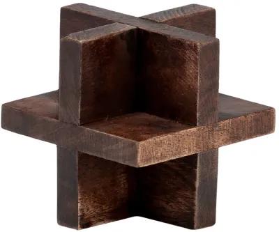 4", Cross Wooden Orb, Brown