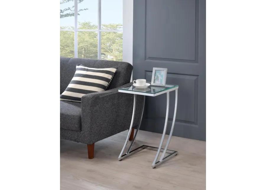 Cayden Rectangular Top Accent Table Chrome and Clear