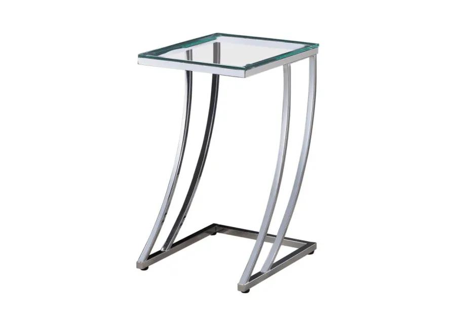 Cayden Rectangular Top Accent Table Chrome and Clear