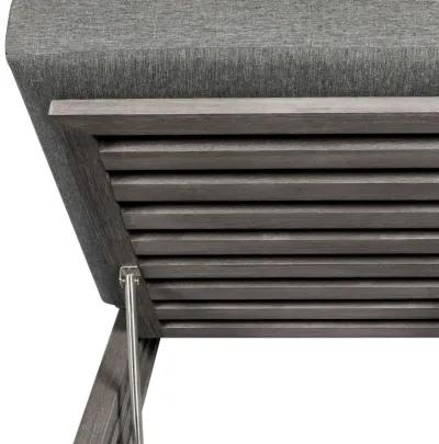 Vivid Outdoor Patio Chaise Lounge Chair in Gray Eucalyptus Wood with Gray Olefin Cushions