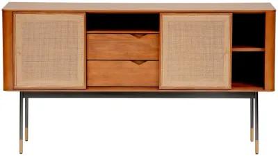 Miriam 59" Sideboard in Brown with Natural Wicker