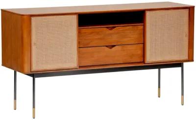 Miriam 59" Sideboard in Brown with Natural Wicker