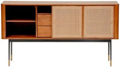 Miriam 59" Sideboard in Brown with Natural Wicker