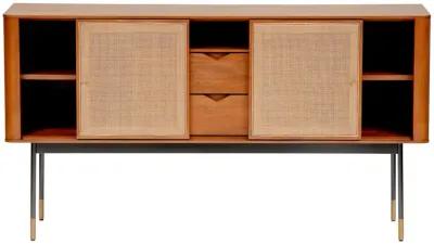 Miriam 59" Sideboard in Brown with Natural Wicker