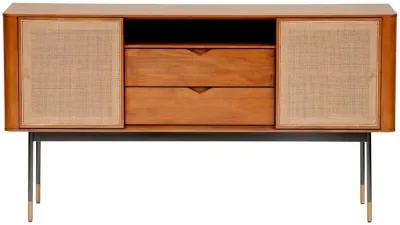 Miriam 59" Sideboard in Brown with Natural Wicker