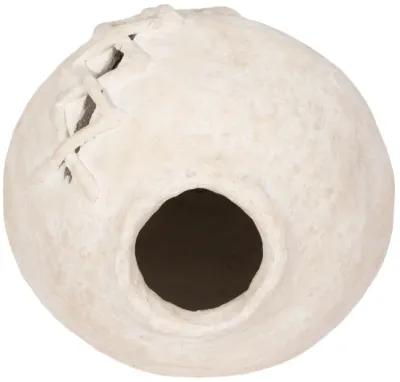 15" Stitched Paper Mache Round Vase, White