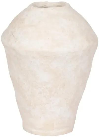 15" Stitched Paper Mache Round Vase, White