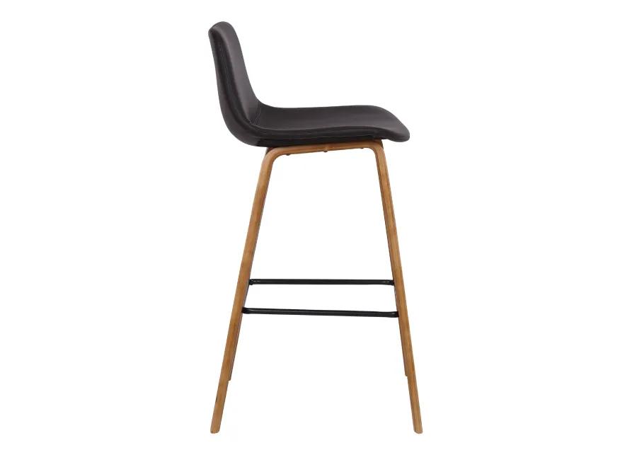 Maddie Contemporary Barstool in Walnut Wood Finish and Brown Faux Leather