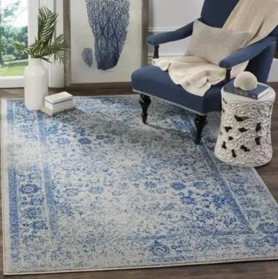 Adirondack Contemporary Grey / Blue 6' X 6' Square Powerloomed Rug