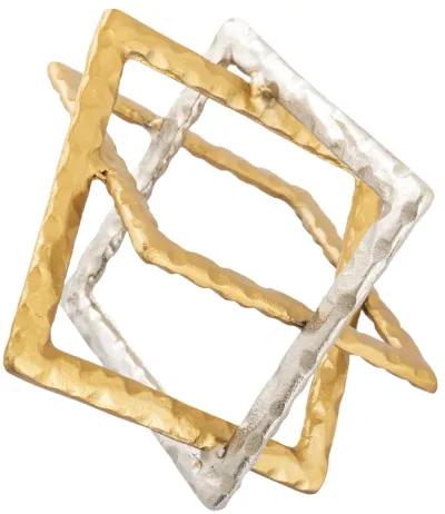 Abstract Interlocking Sculpture  -  Brass and Nickel - Set of 2