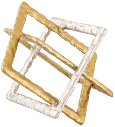 Abstract Interlocking Sculpture  -  Brass and Nickel - Set of 2