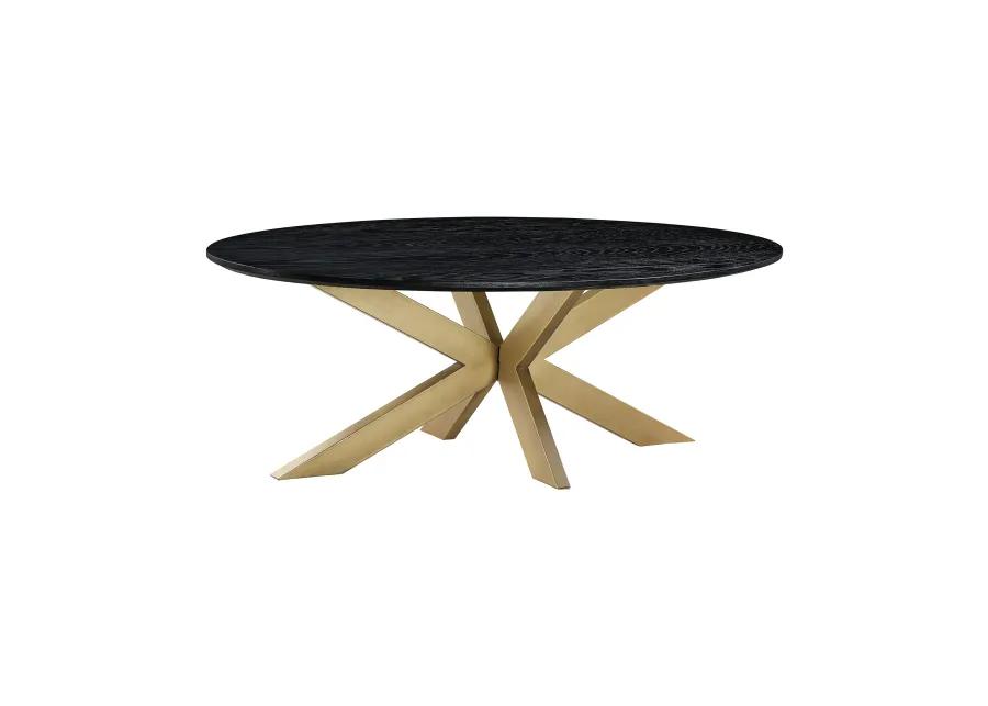 Lombard Oval Coffee Table in Black Brushed Oak Wood