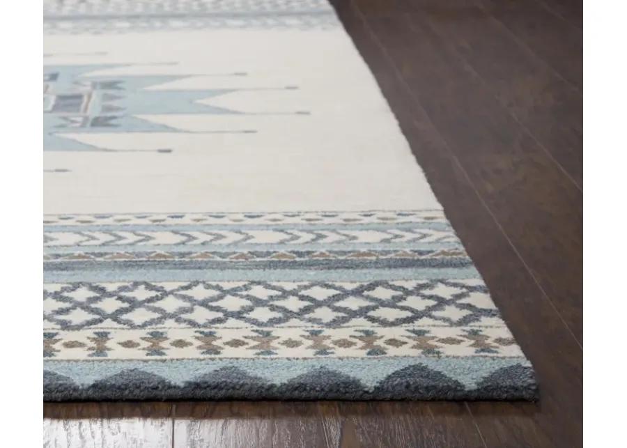 Southwest Blue Southwest/Tribal Wool 5' x 8' Rectangle Rug