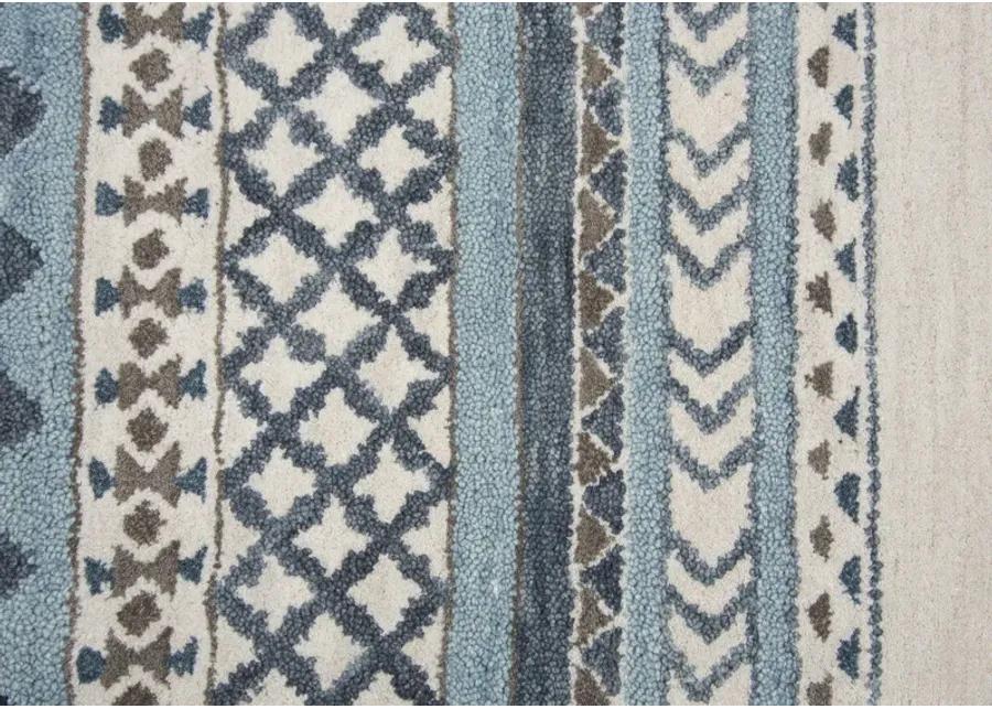 Southwest Blue Southwest/Tribal Wool 5' x 8' Rectangle Rug