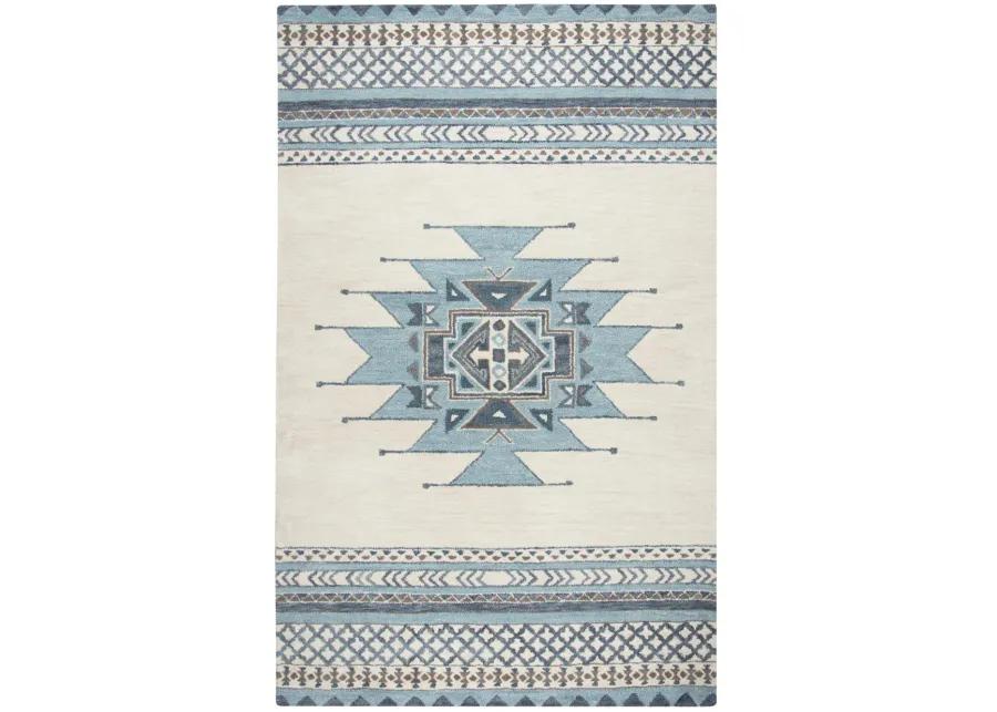 Southwest Blue Southwest/Tribal Wool 5' x 8' Rectangle Rug