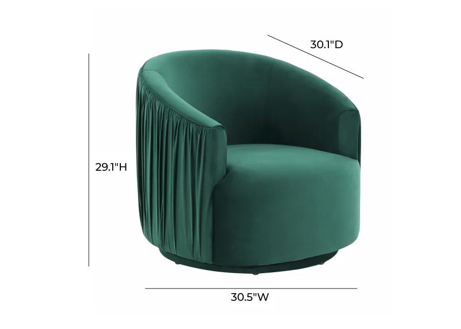 London Forest Green Pleated Swivel Chair