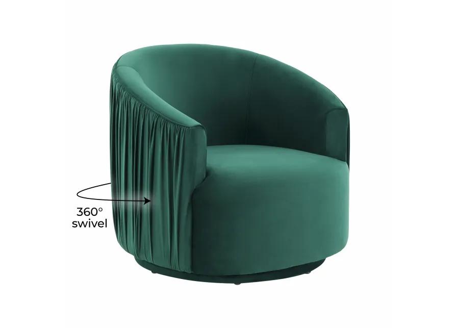 London Forest Green Pleated Swivel Chair