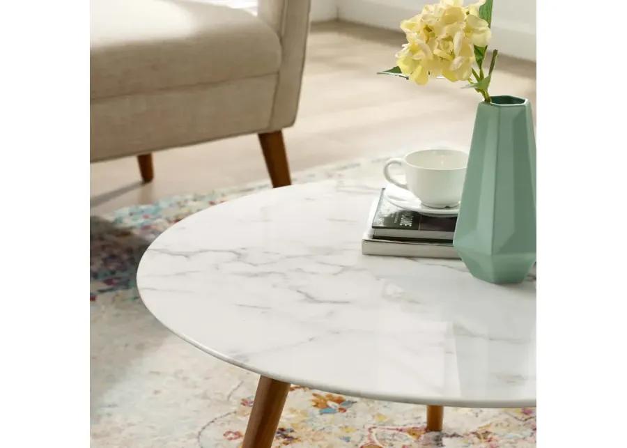 Lippa 28" Round Artificial Marble Coffee Table with Tripod Base