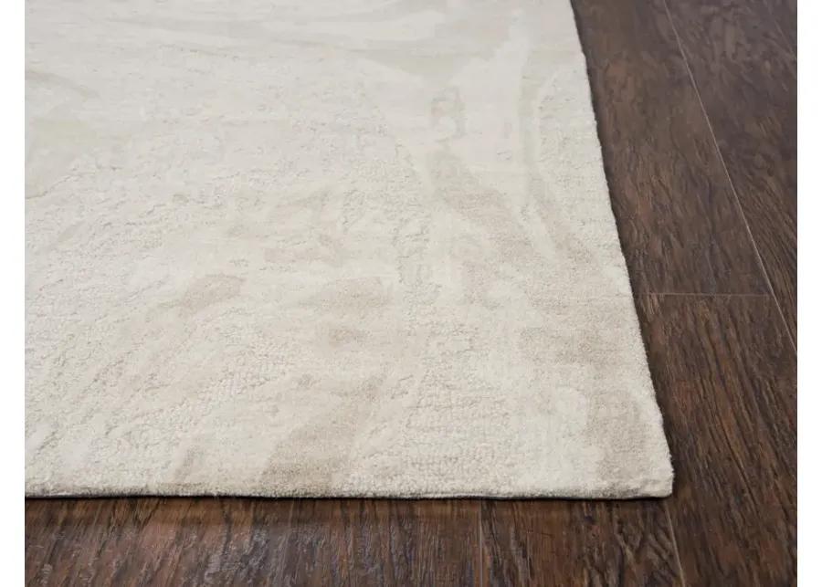 Fifth Avenue Beige Abstract Wool 9'x12' Rectangle Rug