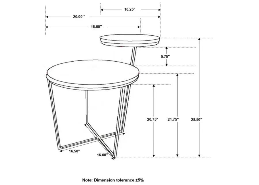 Yael Round Accent Table Natural and Gunmetal