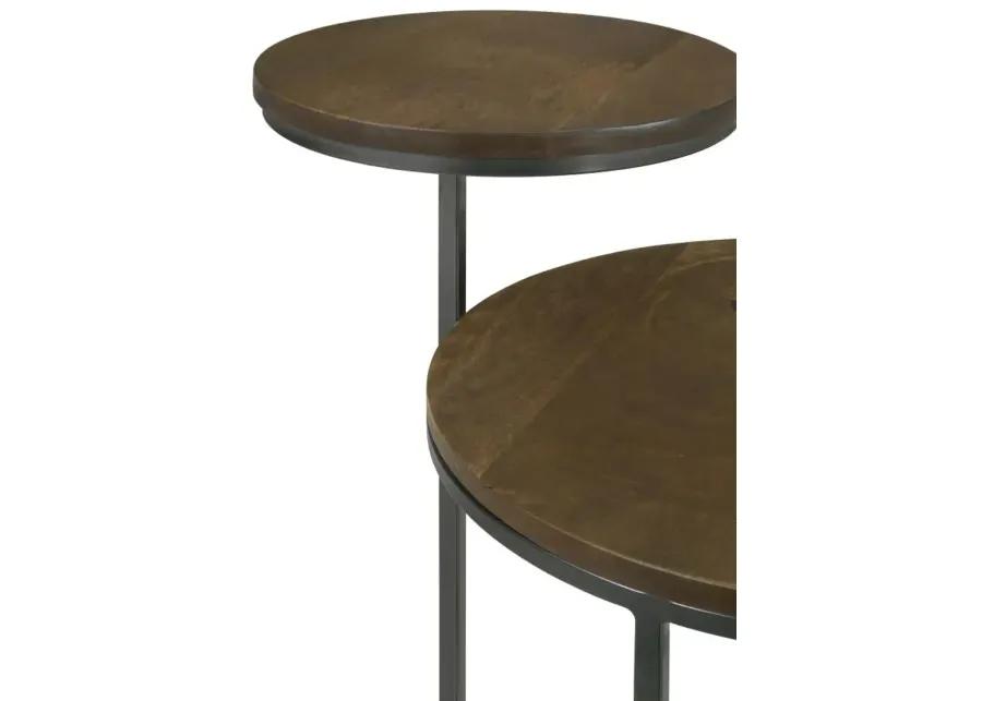 Yael Round Accent Table Natural and Gunmetal