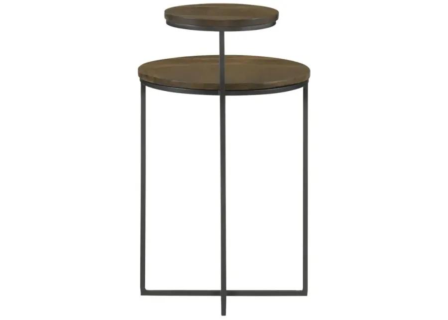 Yael Round Accent Table Natural and Gunmetal