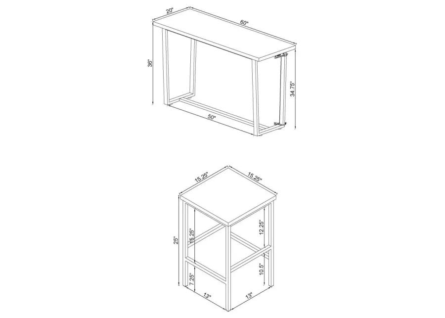 Marmot 4-piece Rectangular Counter Height Set White Marble and Chrome