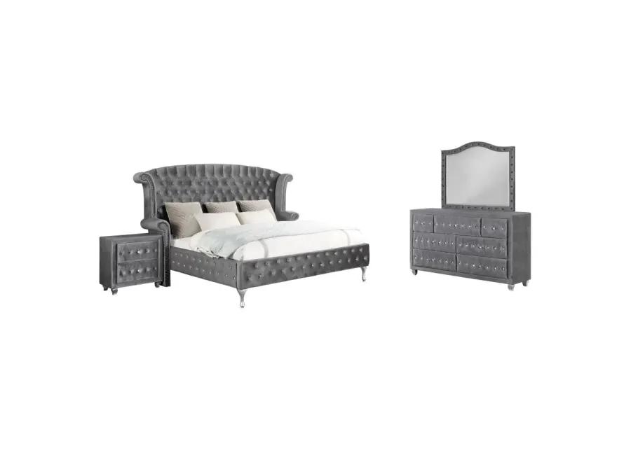 Deanna Upholstered Tufted Bedroom Set Grey