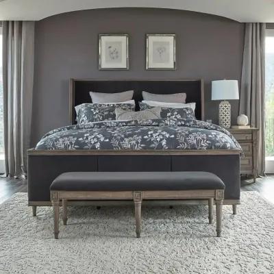 Alderwood California King Upholstered Panel Bed Charcoal Grey