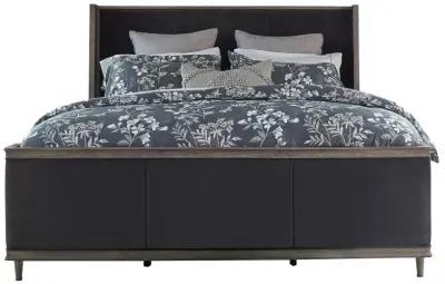 Alderwood California King Upholstered Panel Bed Charcoal Grey