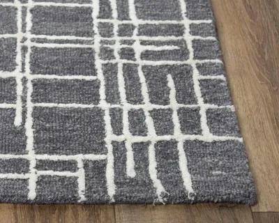 Jazz Charcoal Geometric Wool/Tencel 7'9" x 9'9" Rectangle Rug