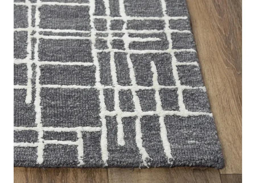 Jazz Charcoal Geometric Wool/Tencel 7'9" x 9'9" Rectangle Rug