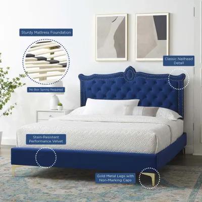 Clara Performance Velvet Queen Platform Bed