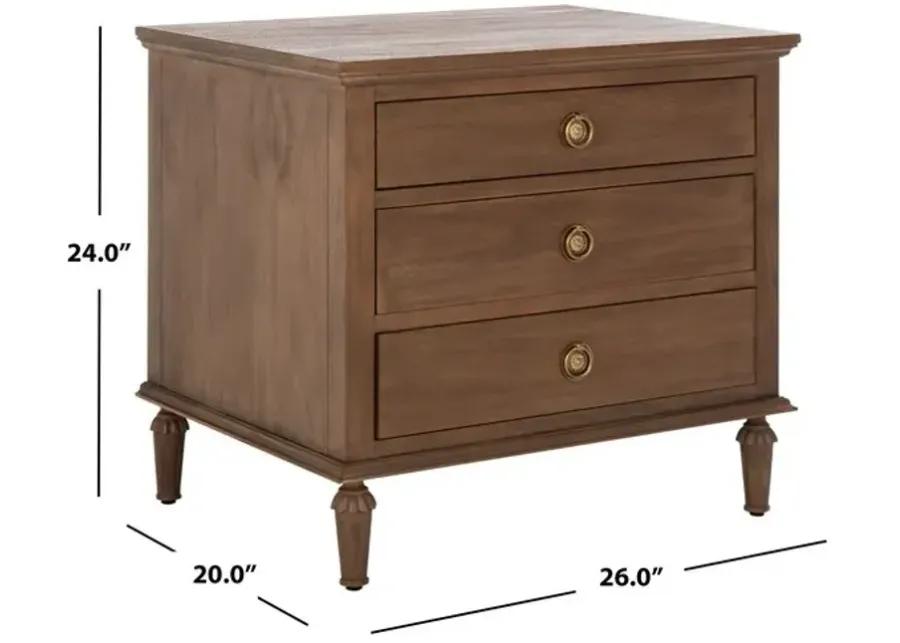 Lisabet 3 Drawer Wood Nightstand