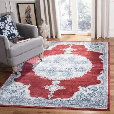 Brentwood 867 Red / Ivory 5' X 5' Square Square Powerloomed Rug