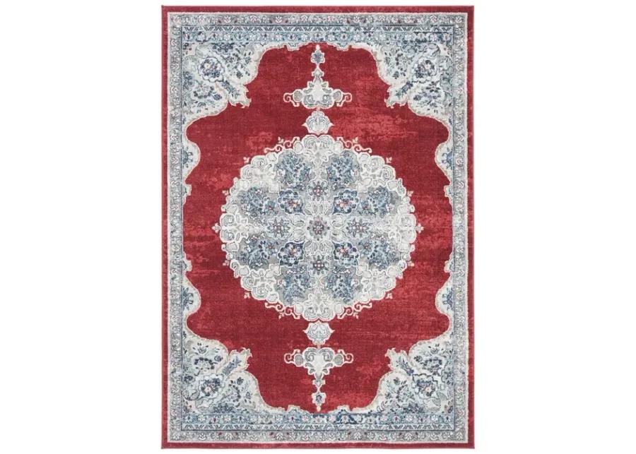 Brentwood 867 Red / Ivory 5' X 5' Square Square Powerloomed Rug