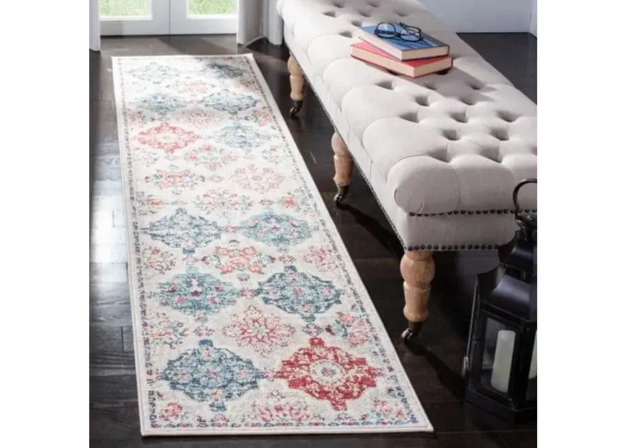 Brentwood 815 Cream / Blue 2' X 6' Runner Powerloomed Rug