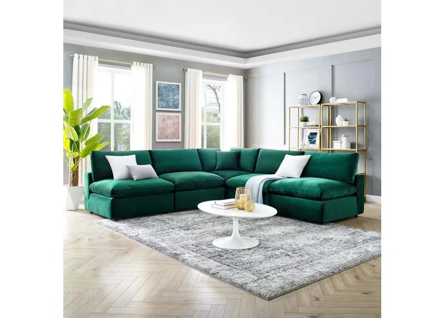 Commix Down Filled Overstuffed Performance Velvet 5-Piece Sectional Sofa