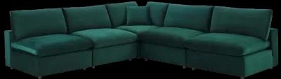 Commix Down Filled Overstuffed Performance Velvet 5-Piece Sectional Sofa